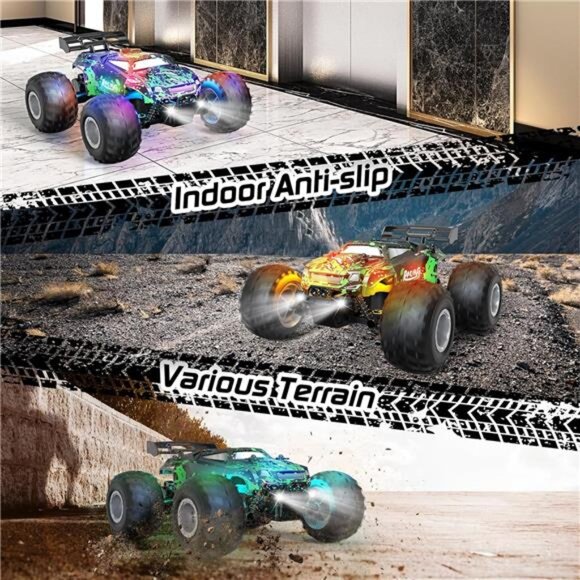 Remote Control Car, 1:18 Scale All Terrain RC Cars, 2WD 20Km/h with Colorful Led - Picture 4 of 7